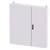 A white rectangular metal cabinet with two doors, suitable for storing electrical equipment or tools.