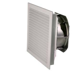 A square ventilation grille, mounted on a wall, with visible ventilation slots and a fan located behind it.