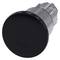 A round, black push button with a silver casing. Suitable for industrial applications or control panels.