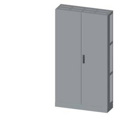 A grey, rectangular metal cabinet with two doors, suitable for securely storing equipment or documents in offices.