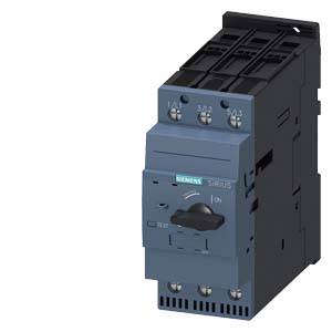 A blue electric power switch from Siemens, model Sirius, is shown at an angle from the front.