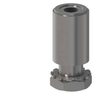 Cylindrical metal component with a flange and hexagonal base, suitable for industrial applications or mechanical engineering projects.