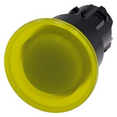 Yellow plastic push button mounted in a black housing, used for controlling or triggering an electrical switch.