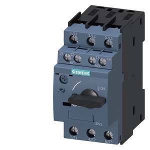 A black Siemens circuit breaker with lever in the "ON" position and markings for connection terminals.