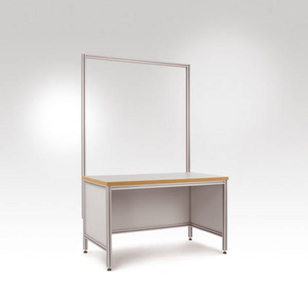 Manuflex LU8306.7035 ESD Construction port. ALUMINUM/Universal Standard basic table width 2000 mm aluminum profile 45 x 45 mm 1950 mm high (Usable height 1500 mm) with stabilizer bar, light gray-conductive Light grey