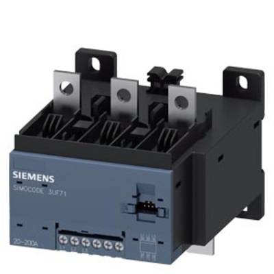 A Siemens electrical switching device, model SIMOCODE 3UF71, with multiple screw terminals, black top surface and blue front panel.