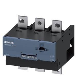 A Siemens electrical switching device, model '3UF71', with three large terminal clamps on top and connections on the front panel.