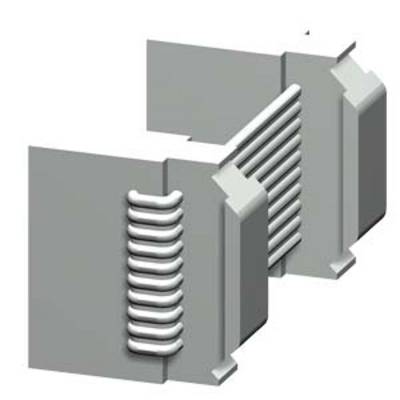 A grey, schematic model of a heat exchanger with multiple horizontal pipes running between two plates.