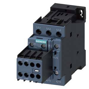 'Siemens contactor in profile view with visible connection points, suitable for electrical circuits in industrial applications.'