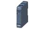 A Siemens SIRIUS relay, compact and grey. It has multiple connections and a barcode identification on its underside.