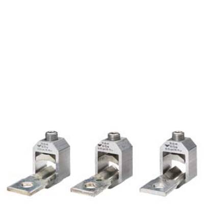 Three silver electric terminal connectors side by side on a white background, each with a screw connection and flat tongue.