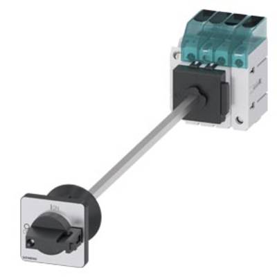 An electrical power switch with a black rotary handle, transparent blue covers, and a mounting base.
