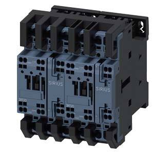 A three-pole electrical contactor, primarily used in industrial control systems for switching high loads.