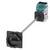 A locking handle. It is mounted on a housing and used to control switching systems.