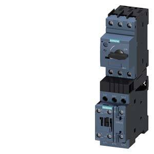 Two Siemens electrical contactors in a vertical arrangement, connected by a black adapter.