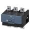 A black electric power switch with three terminals and control knob, with a green identification label.