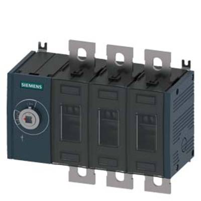 A Siemens low-voltage switch with four switching modules and metallic connections. Used for electrical installation and protection.