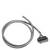 Grey data cable with plug and multiple pins, coiled, suitable for electronic connections in technical applications.