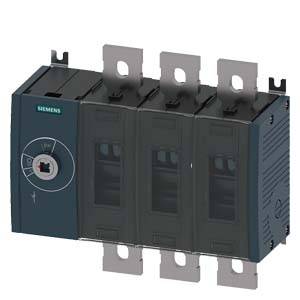 A Siemens electrical switch, grey, with four vertical switch elements and a round control knob on the left-hand side.