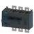 'A three-pole, manually operated Siemens disconnector in black/grey for interrupting electrical circuits.'