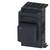 Black industrial frequency converter, showing front and side view with round and rectangular ventilation openings on top.