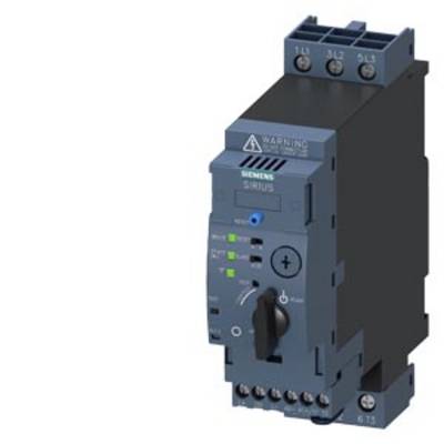A Siemens motor protection switch in a device theatre, with indicator lights and a rotary knob. Suitable for controlling electrical equipment.