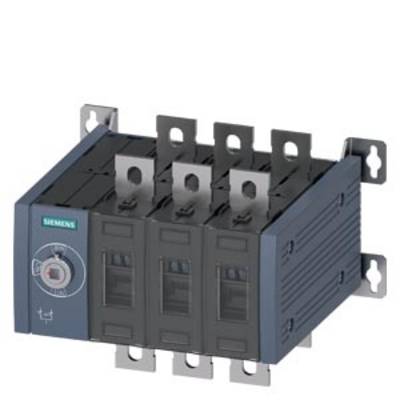 A black and blue Siemens power switch with three switching modules and mounting elements, used for electrical control.