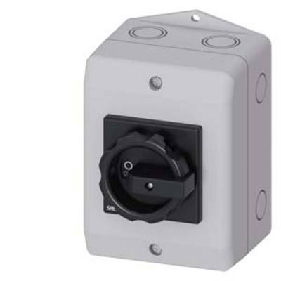 Grey, weather-resistant rotary switch box with a black rotary knob in the centre, for controlling electrical devices.