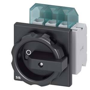 An electrical rotary switch with two positions, '0' and 'I', on a black panel. Connection terminals are visible above.