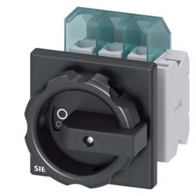 An electrical rotary switch with two positions, '0' and 'I', on a black panel. Connection terminals are visible above.