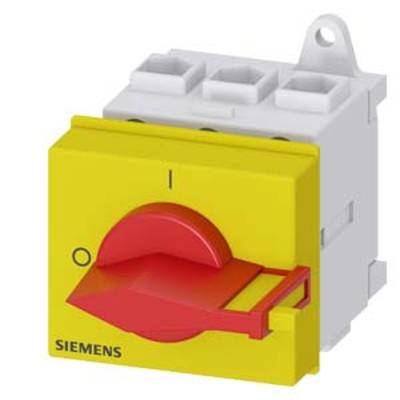 Siemens main switch in yellow-red with manually operated rotary handle. Switch for electrical controls, wall-mountable.