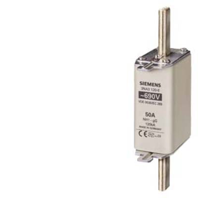 Siemens electrical fuse insert, model '3NA3 120-6', suitable for 50A and 690V.