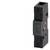 A black, rectangular electrical switch with a grey button, mountable, used for controlling electrical devices.