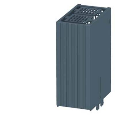 A grey, rectangular plastic component, likely an electronic module with ventilation slots and two connectors on its underside.