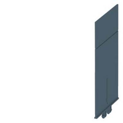 'Grey flap with two hinges and vertical groove, product component for industrial applications.'