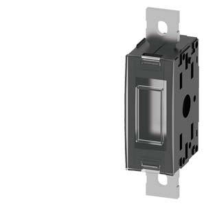 A black toggle switch without a cover, viewed from the side, on a white background.