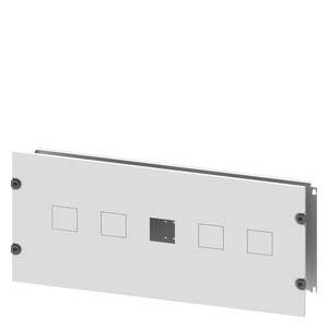 A rectangular metal panel with five square cut-outs, one of which is in the centre. Suitable for mounting in technical installations.