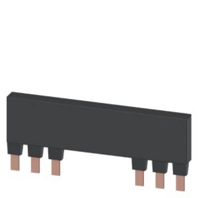 A close-up of a black, rectangular electronic connector with six copper-coloured contacts.