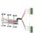 Diagram of a wiring configuration with two parallel circuit boards on the right, connected via cable harnesses to a main cable on the left.
