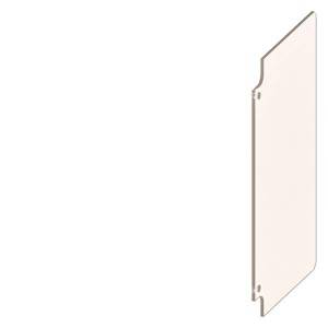 A rectangular, vertically standing piece, possibly a partition or protective plate, with a rounded corner and two small holes.