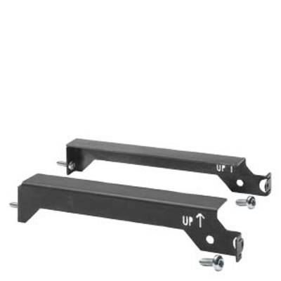 Two black metal brackets with screws. Both are labelled with 'UP' and an arrow. They are used for fixing or mounting.