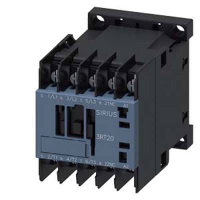 A grey electrical contactor with the designation 'SIRIUS 3RT20', multiple terminal connections and a rectangular form factor.