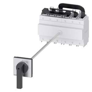 Electric switch mechanism with a rotatable lever, connected by a long rod to a switch device on the wall.