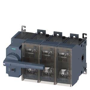 A grey electrical fuse box with four compartments, featuring a large lever on the left side; used for electrical current regulation.