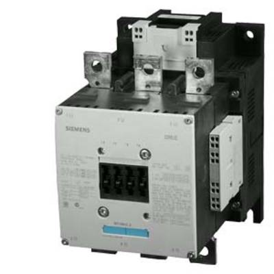 A Siemens electrical contactor, model 3RT10, with multiple connection terminals. Used for controlling high current loads in industrial applications.