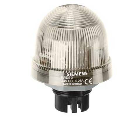 Compact, transparent warning light from Siemens with 24V labelling, used for signalling in industrial applications.