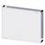 Rectangular, white, flat radiator with smooth front design and side-mounted brackets.