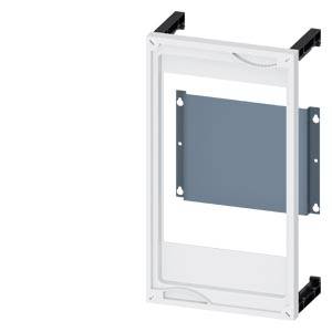 A white, rectangular door frame with a grey metal plate in the centre. It appears to be a component for an installation.
