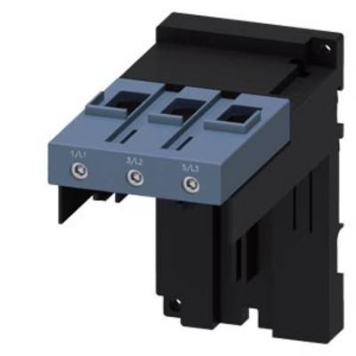 Electrical contactor with three blue connection terminals on a black module, used for controlling electrical circuits.