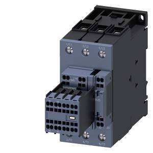 An electrical contactor with multiple terminal connections and mountable modules, used for controlling high-power electrical circuits.